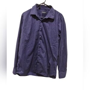 Saks Fifth Avenue Navy Button-Down Shirt With Red Polka Dots